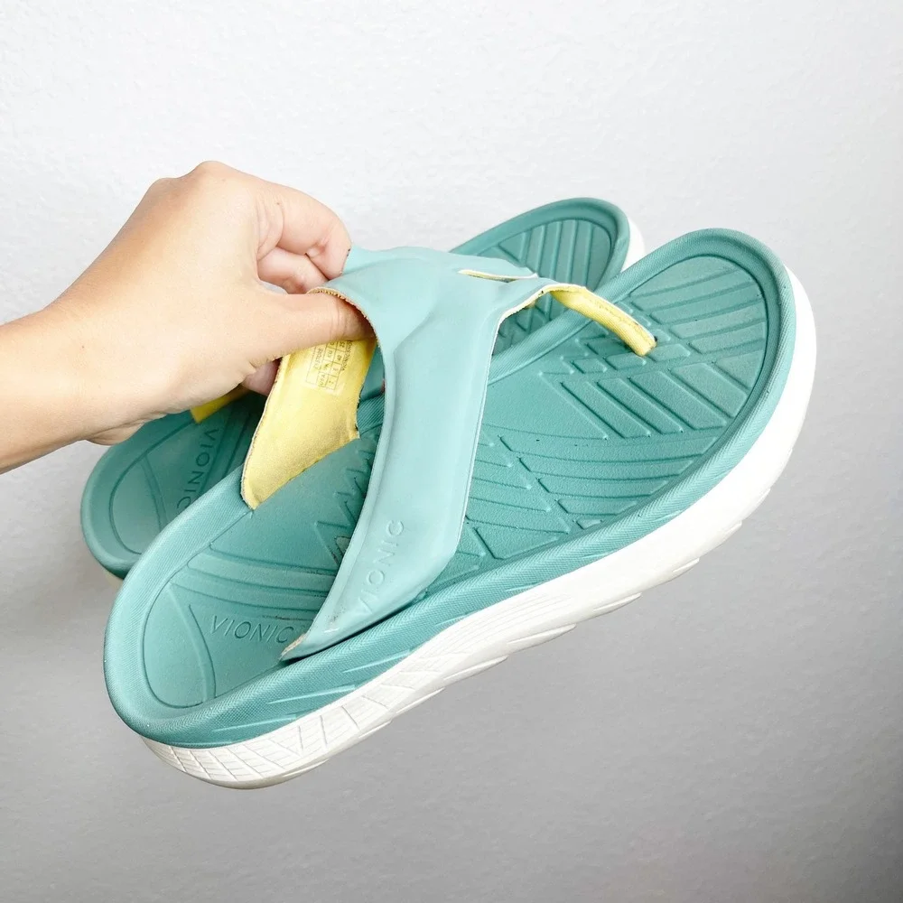 Vionic Restore Recovery Thong Sandals Seafoam Green Orthotic Flip Flops Womens 7